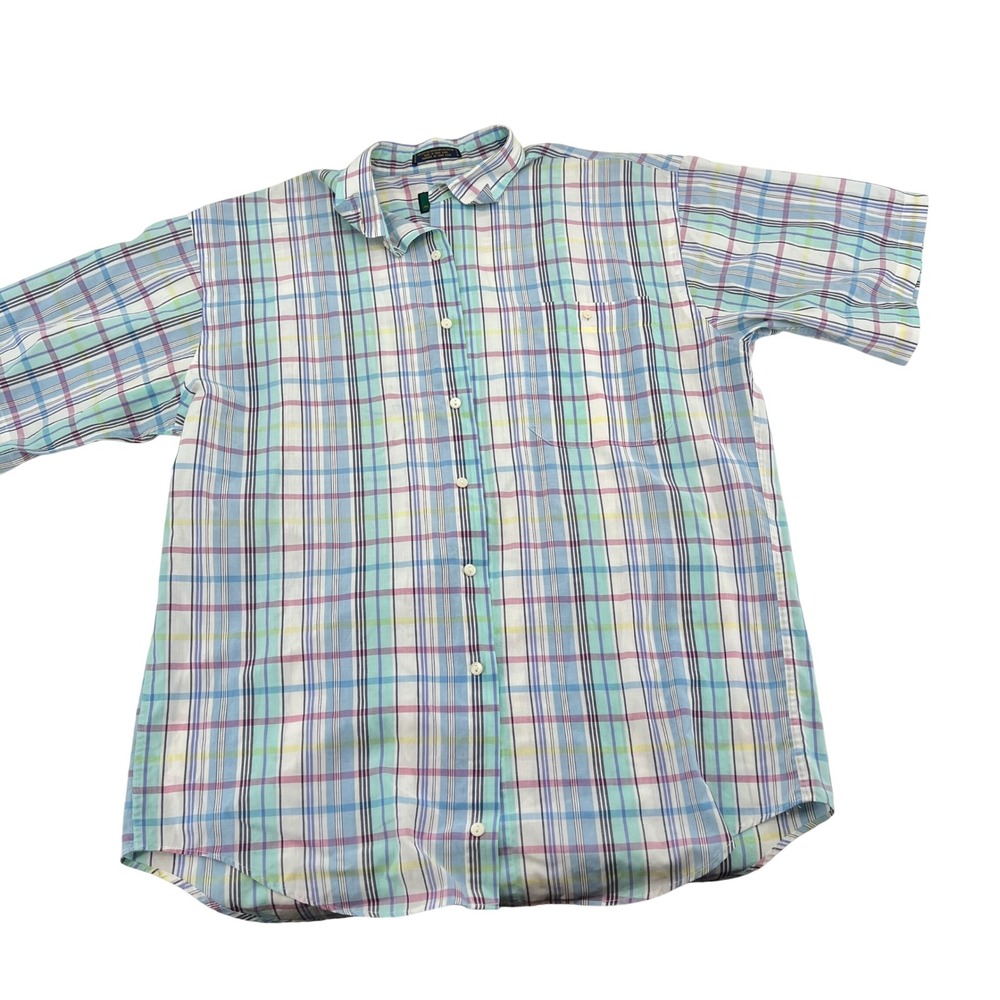 Colours by Alexander Julian Mens‎ Medium Vintage Plaid Short Sleeve Button Shirt